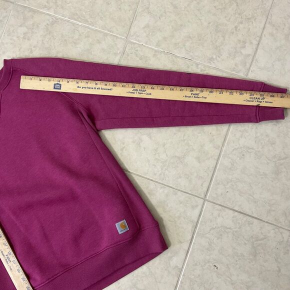 Carhartt Women's Relaxed Logo spell out Sleeve Graphic Sweatshirt Size M purple - Picture 10 of 11